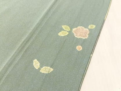平和屋着物●訪問着　絞り　流水色紙花文　金彩　正絹　逸品　CABN6232vp