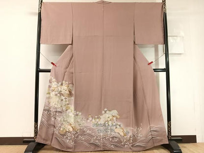 平和屋着物●豪華色留袖　駒刺繍　立波花松文　暈し染め　金彩　正絹　逸品　未使用　CABN6237vp