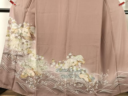 平和屋着物●豪華色留袖　駒刺繍　立波花松文　暈し染め　金彩　正絹　逸品　未使用　CABN6237vp