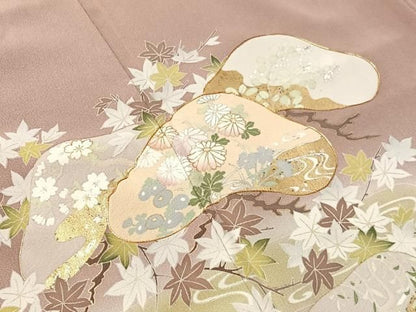平和屋着物●豪華色留袖　駒刺繍　立波花松文　暈し染め　金彩　正絹　逸品　未使用　CABN6237vp