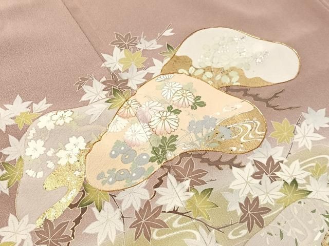 平和屋着物●豪華色留袖　駒刺繍　立波花松文　暈し染め　金彩　正絹　逸品　未使用　CABN6237vp