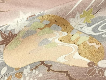 平和屋着物●豪華色留袖　駒刺繍　立波花松文　暈し染め　金彩　正絹　逸品　未使用　CABN6237vp