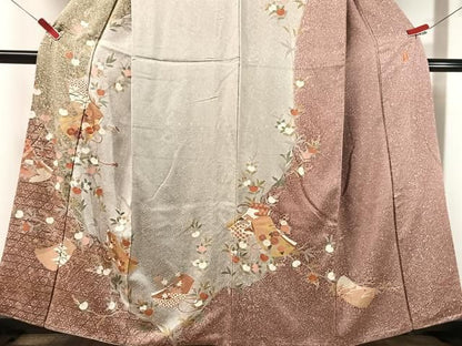 平和屋着物●訪問着　駒刺繍　慶彩小袖　籬吉祥花文　金彩　正絹　逸品　CABN6246vp