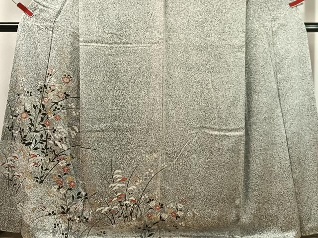平和屋着物●訪問着　草花文　たたき染　金彩　正絹　逸品　CABN6251vp