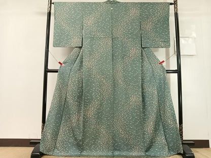 平和屋着物●上質な小紋　矢羽根文　ロング丈　正絹　逸品　CABN6252vp