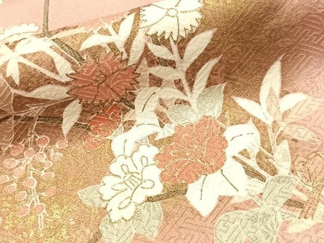 平和屋着物●訪問着　刺繍　草花文　暈し染め　金彩　正絹　逸品　CABN6254vp