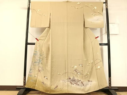 平和屋着物●訪問着　友禅　作家物　すずめ　暈し染め　正絹　逸品　CABN6266vp