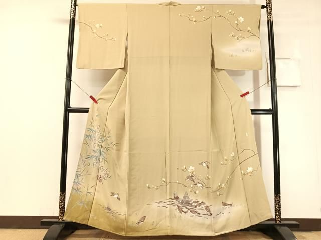 平和屋着物●訪問着　友禅　作家物　すずめ　暈し染め　正絹　逸品　CABN6266vp