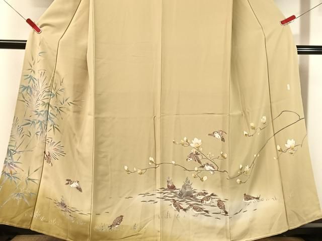 平和屋着物●訪問着　友禅　作家物　すずめ　暈し染め　正絹　逸品　CABN6266vp