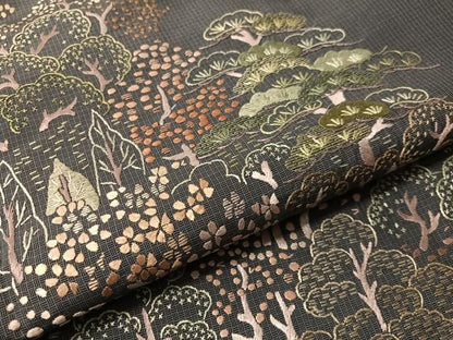 平和屋着物●本場縞大島紬　訪問着　総刺繍　花松文　さが美扱い　正絹　逸品　CABN6309vp