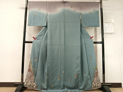 平和屋着物●世界的友禅作家　千地泰弘　訪問着　藤花文　暈し染め　金彩　正絹　逸品　CABN6323vp