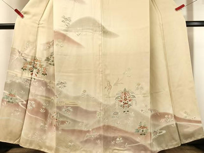 平和屋着物●訪問着　刺繍　遠山霞鳳凰花文　暈し染め　金彩　正絹　逸品　CABN6324vp