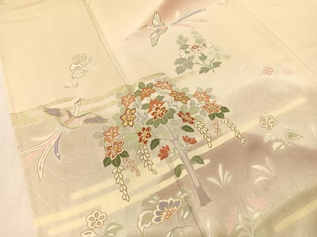 平和屋着物●訪問着　刺繍　遠山霞鳳凰花文　暈し染め　金彩　正絹　逸品　CABN6324vp