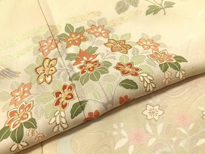 平和屋着物●訪問着　刺繍　遠山霞鳳凰花文　暈し染め　金彩　正絹　逸品　CABN6324vp