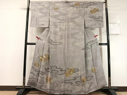 平和屋着物●訪問着　駒刺繍　絞り　万寿菊　金彩　正絹　逸品　CABN6325vp