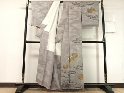 平和屋着物●訪問着　駒刺繍　絞り　万寿菊　金彩　正絹　逸品　CABN6325vp