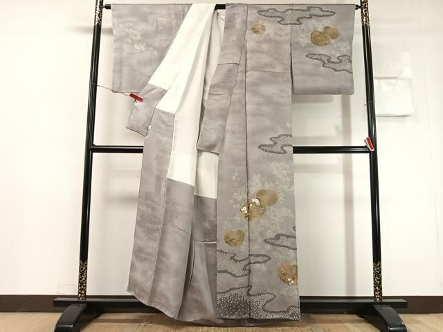 平和屋着物●訪問着　駒刺繍　絞り　万寿菊　金彩　正絹　逸品　CABN6325vp