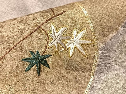 平和屋着物●訪問着　駒刺繍　絞り　万寿菊　金彩　正絹　逸品　CABN6325vp