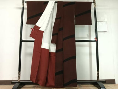 平和屋着物●上質な小紋　幾何学文　黒地　正絹　逸品　CABN6326vp