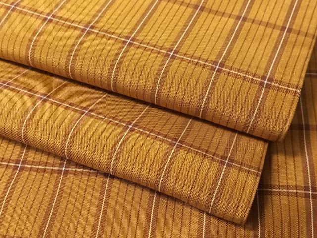 平和屋着物●本場黄八丈　平織　紬　格子柄　正絹　逸品　CABN6329vp