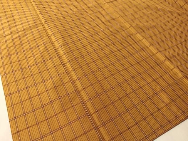 平和屋着物●本場黄八丈　平織　紬　格子柄　正絹　逸品　CABN6329vp