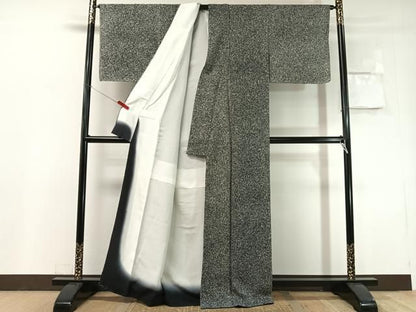平和屋着物●京友禅の第一人者　松井青々　小紋　たたき染　黒地　正絹　逸品　未使用　CABN6334vp
