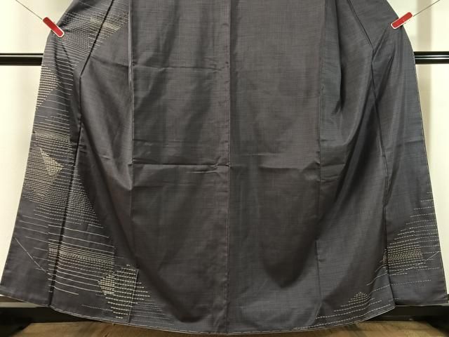 平和屋着物●本場縞大島紬　訪問着　総刺繍　刺し子　幾何学文様　正絹　逸品　未使用　CABN6339vp