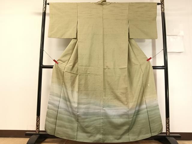 平和屋着物●石川県指定無形文化財　牛首紬　白山工房　手織り　角印　訪問着　霞文　正絹　逸品　CABN6340vp