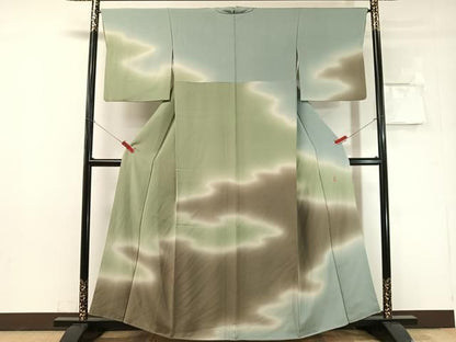 平和屋着物●十日町　加賀草木友禅の第一人者　田村哲彦　訪問着　霞文　暈し染め　正絹　逸品　CABN6343vp
