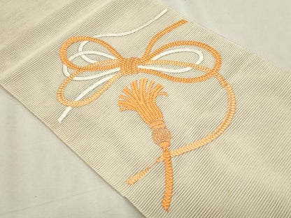 平和屋着物＊夏物　八寸名古屋帯　駒刺繍　結び紐　正絹　逸品　CABN6469fb