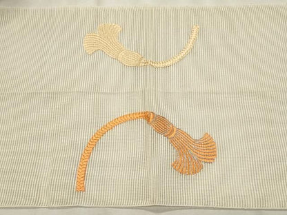 平和屋着物＊夏物　八寸名古屋帯　駒刺繍　結び紐　正絹　逸品　CABN6469fb