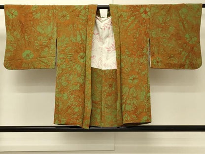 平和屋着物＃羽織　ろうけつ染め　霞文　鬼しぼ縮緬　正絹　逸品　CABN6935in