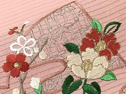 平和屋着物＊夏物　中国三大刺繍　スワトウ刺繍　総刺繍　訪問着　絽縮緬　絵巻草花文　金銀糸　洗える着物　未使用　CABN6973xi