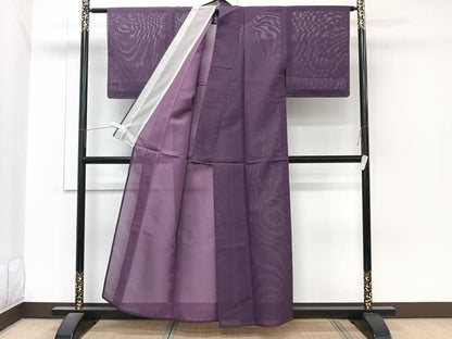 平和屋着物＊夏物　色無地　絽　葡萄色　洗える着物　CABN6991xi