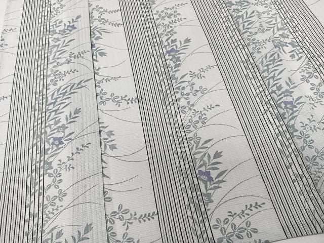 平和屋着物＊夏物　小紋　紗　間道草花文　洗える着物　CABN6994xi