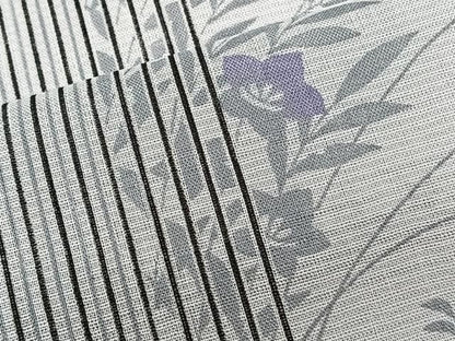 平和屋着物＊夏物　小紋　紗　間道草花文　洗える着物　CABN6994xi