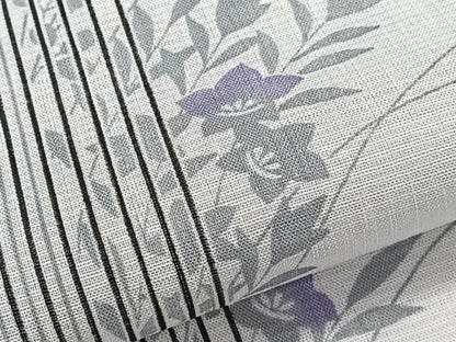 平和屋着物＊夏物　小紋　紗　間道草花文　洗える着物　CABN6994xi