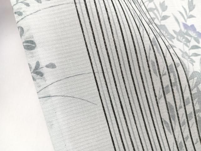 平和屋着物＊夏物　小紋　紗　間道草花文　洗える着物　CABN6994xi