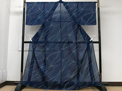 平和屋着物＊夏物　小紋　絽　抽象文様　洗える着物　未使用　CABN7007xi