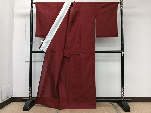 平和屋着物＊夏物　色無地　芝紋紗　蘇芳色　正絹　逸品　CABN7008xi