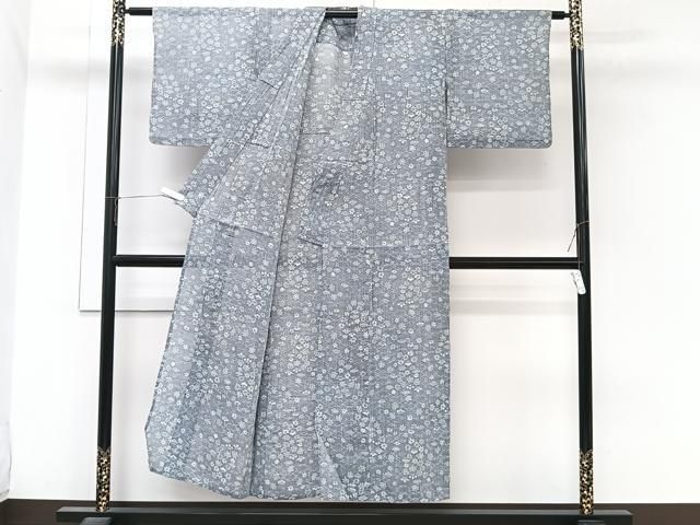 平和屋着物＊夏物　本場小千谷縮　舞花文　麻　逸品　CABN7034xi