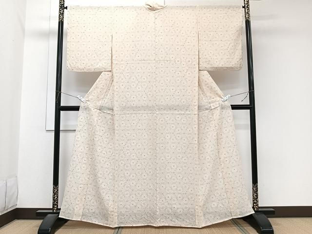平和屋着物＊夏物　小紋　絽　絞り　麻の葉亀甲文　正絹　逸品　CABN7037xi