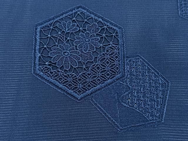 平和屋着物＊夏物　中国三大刺繍　スワトウ刺繍　総刺繍　無地絵羽　訪問着　絽　亀甲花文様　杜若色　正絹　逸品　CABN7142xi