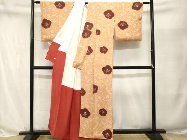 平和屋着物■上質な小紋　絞り　椿尽くし　鬼しぼ縮緬　正絹　逸品　CABN7305ev