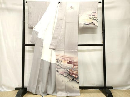 平和屋着物■訪問着　風景文　シルエット　暈し染め　反端付き　正絹　逸品　CABN7307ev