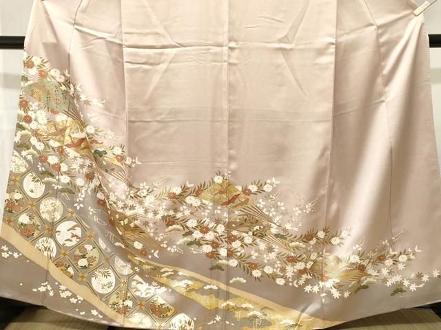平和屋着物■豪華色留袖　天井扇面飛鶴枝花文　暈し染め　金彩　正絹　逸品　CABN7311ev