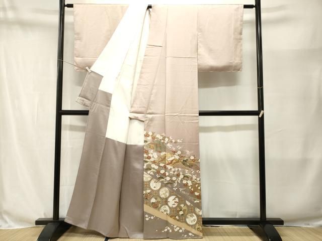 平和屋着物■豪華色留袖　天井扇面飛鶴枝花文　暈し染め　金彩　正絹　逸品　CABN7311ev
