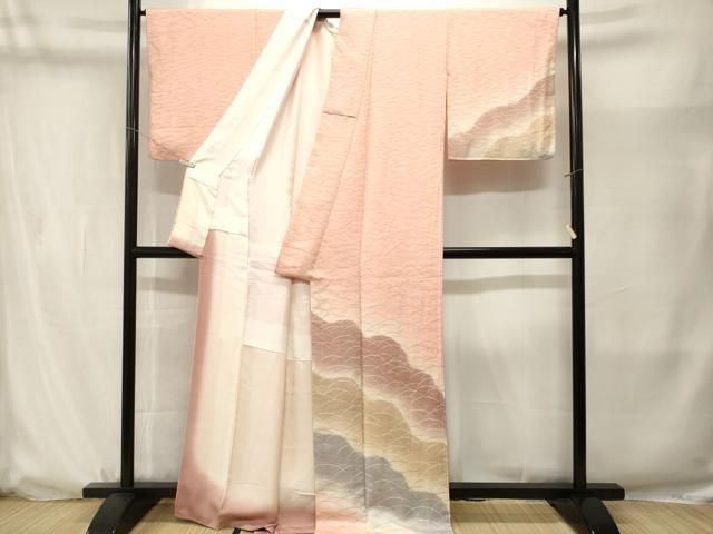 平和屋着物■訪問着　芝草文　暈し染め　正絹　逸品　CABN7318ev