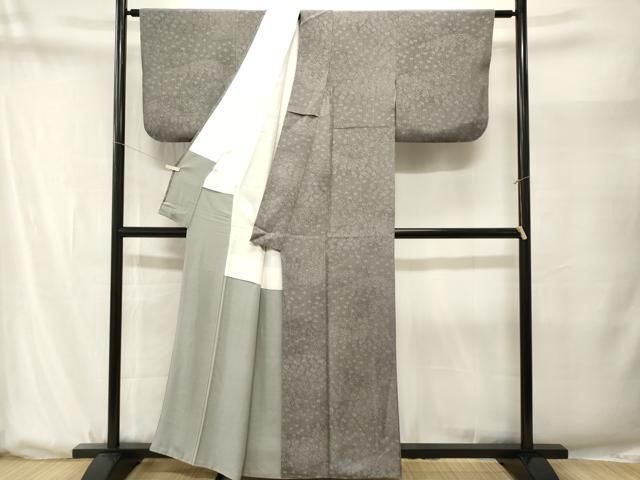 平和屋着物■上質な小紋　笹竹草花文　正絹　逸品　CABN7327ev
