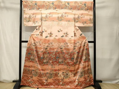 平和屋着物■訪問着　草花文　暈し染め　金彩　正絹　逸品　CABN7330ev